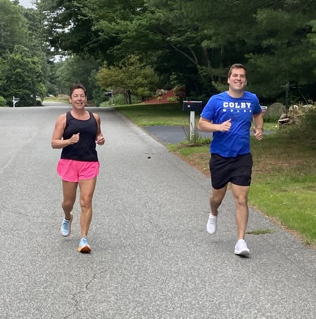 Silene and her son Lou Gordon training for this year's Falmouth Road Race.